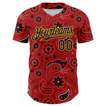 Load image into Gallery viewer, Custom Red Navy-Gold 3D Pattern Design Burner Costumes Paisley Bandana Authentic Baseball Jersey
