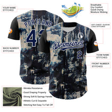 Load image into Gallery viewer, Custom Black Navy-White 3D Pattern Design Burner Costumes Grungy Authentic Baseball Jersey
