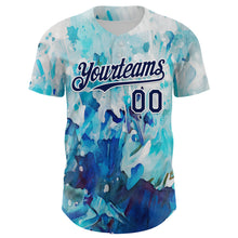 Charger l&#39;image dans la galerie, Custom White Navy 3D Pattern Design Burner Costumes Watercolor Paint Authentic Baseball Jersey
