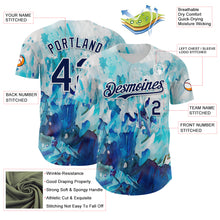 Charger l&#39;image dans la galerie, Custom White Navy 3D Pattern Design Burner Costumes Watercolor Paint Authentic Baseball Jersey
