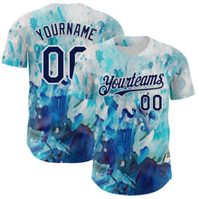 Charger l&#39;image dans la galerie, Custom White Navy 3D Pattern Design Burner Costumes Watercolor Paint Authentic Baseball Jersey
