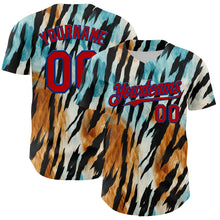 Load image into Gallery viewer, Custom Black Red-Royal 3D Pattern Design Burner Costumes Zebra Print Authentic Baseball Jersey
