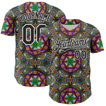 Custom Green Black-White 3D Pattern Design Burner Costumes Geometric Shape Authentic Baseball Jersey