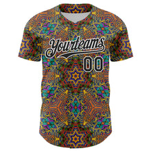 Load image into Gallery viewer, Custom Gold Black-White 3D Pattern Design Burner Costumes Trippy Authentic Baseball Jersey

