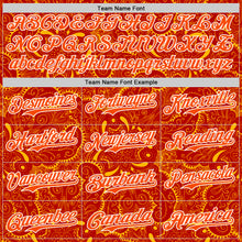 Load image into Gallery viewer, Custom Red Orange Gold-White 3D Pattern Design Burner Costumes Paisley Authentic Baseball Jersey
