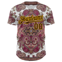 Load image into Gallery viewer, Custom White Brown Red-Yellow 3D Pattern Design Burner Costumes Exotic Authentic Baseball Jersey
