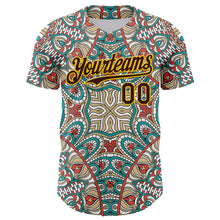 Load image into Gallery viewer, Custom Green Brown-Yellow 3D Pattern Design Burner Costumes Exotic Authentic Baseball Jersey

