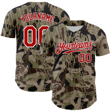 Charger l&#39;image dans la galerie, Custom Camo Red-White 3D Pattern Design Burner Costumes Grunge Camo Authentic Salute To Service Baseball Jersey
