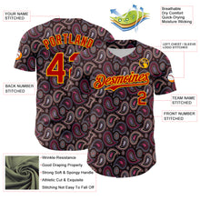 Load image into Gallery viewer, Custom Brown Red-Gold 3D Pattern Design Burner Costumes Paisley Bandana Authentic Baseball Jersey

