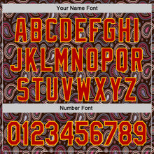 Load image into Gallery viewer, Custom Brown Red-Gold 3D Pattern Design Burner Costumes Paisley Bandana Authentic Baseball Jersey

