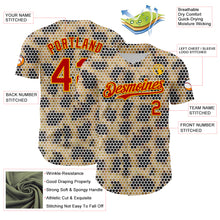 Charger l&#39;image dans la galerie, Custom Cream Red-Gold 3D Pattern Design Burner Costumes Leopard Mosaic Authentic Baseball Jersey
