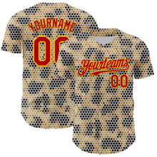 Charger l&#39;image dans la galerie, Custom Cream Red-Gold 3D Pattern Design Burner Costumes Leopard Mosaic Authentic Baseball Jersey
