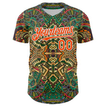 Load image into Gallery viewer, Custom Green Orange-White 3D Pattern Design Burner Costumes Exotic Authentic Baseball Jersey
