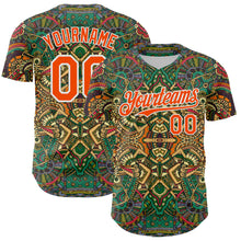 Load image into Gallery viewer, Custom Green Orange-White 3D Pattern Design Burner Costumes Exotic Authentic Baseball Jersey
