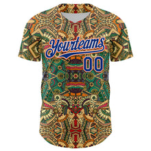 Load image into Gallery viewer, Custom Green Royal White-Orange 3D Pattern Design Burner Costumes Exotic Authentic Baseball Jersey
