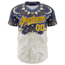 Load image into Gallery viewer, Custom White Yellow-Brown 3D Pattern Design Burner Costumes Paisley Authentic Baseball Jersey
