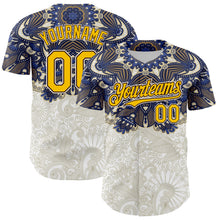 Load image into Gallery viewer, Custom White Yellow-Brown 3D Pattern Design Burner Costumes Paisley Authentic Baseball Jersey

