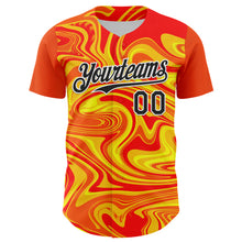 Load image into Gallery viewer, Custom Orange Black Gold-White 3D Pattern Design Rave Party Marble Lava Authentic Baseball Jersey
