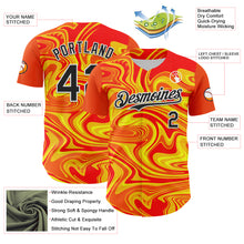 Load image into Gallery viewer, Custom Orange Black Gold-White 3D Pattern Design Rave Party Marble Lava Authentic Baseball Jersey
