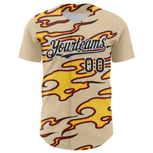 Load image into Gallery viewer, Custom City Cream Black-White 3D Pattern Design Rave Party Flame Authentic Baseball Jersey
