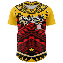 Load image into Gallery viewer, Custom Yellow Black Red-White 3D Pattern Design Rave Party Tribal Authentic Baseball Jersey

