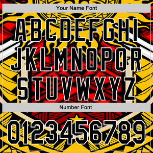 Custom Yellow Black Red-White 3D Pattern Design Rave Party Tribal Authentic Baseball Jersey