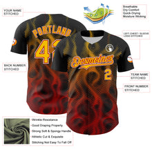 Load image into Gallery viewer, Custom Black Yellow Red-White 3D Pattern Design Rave Party Flame Authentic Baseball Jersey
