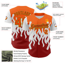 Load image into Gallery viewer, Custom White Orange Red Black-Yellow 3D Pattern Design Rave Party Flame Authentic Baseball Jersey

