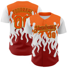 Load image into Gallery viewer, Custom White Orange Red Black-Yellow 3D Pattern Design Rave Party Flame Authentic Baseball Jersey
