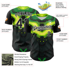 Load image into Gallery viewer, Custom Black Green-White 3D Pattern Design Rave Party Poison Liquid Authentic Baseball Jersey
