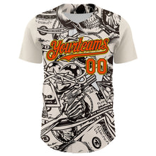 Charger l&#39;image dans la galerie, Custom White Orange Black-Yellow 3D Pattern Design Rave Party Vintage Cash Money Authentic Baseball Jersey
