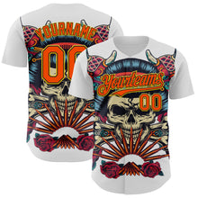 Загрузить изображение в средство просмотра галереи, Custom White Orange Black-Yellow 3D Pattern Design Rave Party Vintage Geisha Skull Authentic Baseball Jersey
