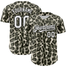 Load image into Gallery viewer, Custom Cream White-Black 3D Pattern Design Rave Party Animal Leopard Print Authentic Baseball Jersey
