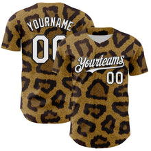 Load image into Gallery viewer, Custom Brown White-Black 3D Pattern Design Rave Party Animal Leopard Print Authentic Baseball Jersey
