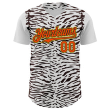 Load image into Gallery viewer, Custom White Orange Black-Yellow 3D Pattern Design Rave Party Animal Zebra Print Authentic Baseball Jersey
