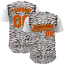 Load image into Gallery viewer, Custom White Orange Black-Yellow 3D Pattern Design Rave Party Animal Zebra Print Authentic Baseball Jersey
