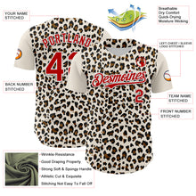 Load image into Gallery viewer, Custom Cream Red-White 3D Pattern Design Rave Party Animal Leopard Print Authentic Baseball Jersey
