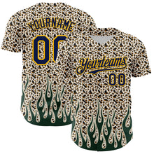 Load image into Gallery viewer, Custom Cream Navy-Gold 3D Pattern Design Rave Party Animal Leopard Print Authentic Baseball Jersey
