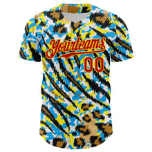 Load image into Gallery viewer, Custom White Red-Gold 3D Pattern Design Rave Party Animal Tiger And Leopard Print Authentic Baseball Jersey
