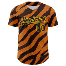 Load image into Gallery viewer, Custom Orange Black-Gold 3D Pattern Design Rave Party Tiger Print Authentic Baseball Jersey
