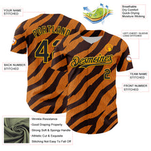 Load image into Gallery viewer, Custom Orange Black-Gold 3D Pattern Design Rave Party Tiger Print Authentic Baseball Jersey
