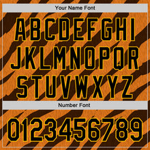 Load image into Gallery viewer, Custom Orange Black-Gold 3D Pattern Design Rave Party Tiger Print Authentic Baseball Jersey
