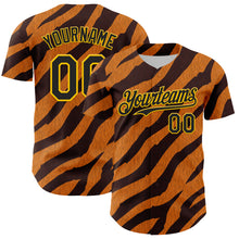 Load image into Gallery viewer, Custom Orange Black-Gold 3D Pattern Design Rave Party Tiger Print Authentic Baseball Jersey
