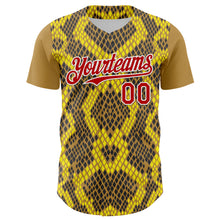 Load image into Gallery viewer, Custom Yellow Red Black-White 3D Pattern Design Rave Party Animal Snake Python Print Authentic Baseball Jersey
