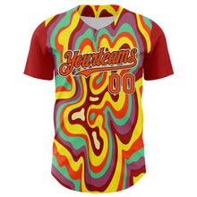 Load image into Gallery viewer, Custom Red Orange Black-White 3D Pattern Design Rave Party Marble Lava Authentic Baseball Jersey
