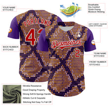 Charger l&#39;image dans la galerie, Custom Purple Red-White 3D Pattern Design Rave Party Animal Snake Python Print Authentic Baseball Jersey
