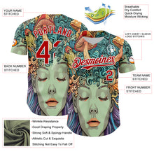 Load image into Gallery viewer, Custom Green Red-White 3D Pattern Design Rave Party Trippy Magic Mushroom Authentic Baseball Jersey
