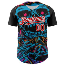 Laden Sie das Bild in den Galerie-Viewer, Custom Black Red-White 3D Pattern Design Burner Costumes Horror Skull Authentic Baseball Jersey
