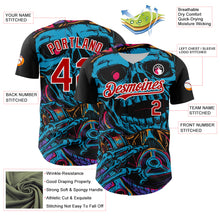 Laden Sie das Bild in den Galerie-Viewer, Custom Black Red-White 3D Pattern Design Burner Costumes Horror Skull Authentic Baseball Jersey
