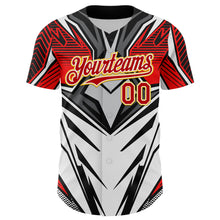Load image into Gallery viewer, Custom White Red Black-Yellow 3D Pattern Design Burner Costumes Cyber Punk Authentic Baseball Jersey

